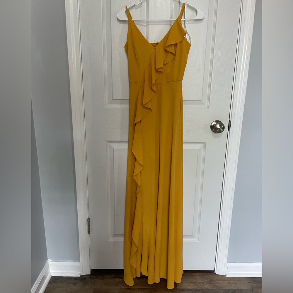 Premier Yellow One Shoulder Ruffled Gown